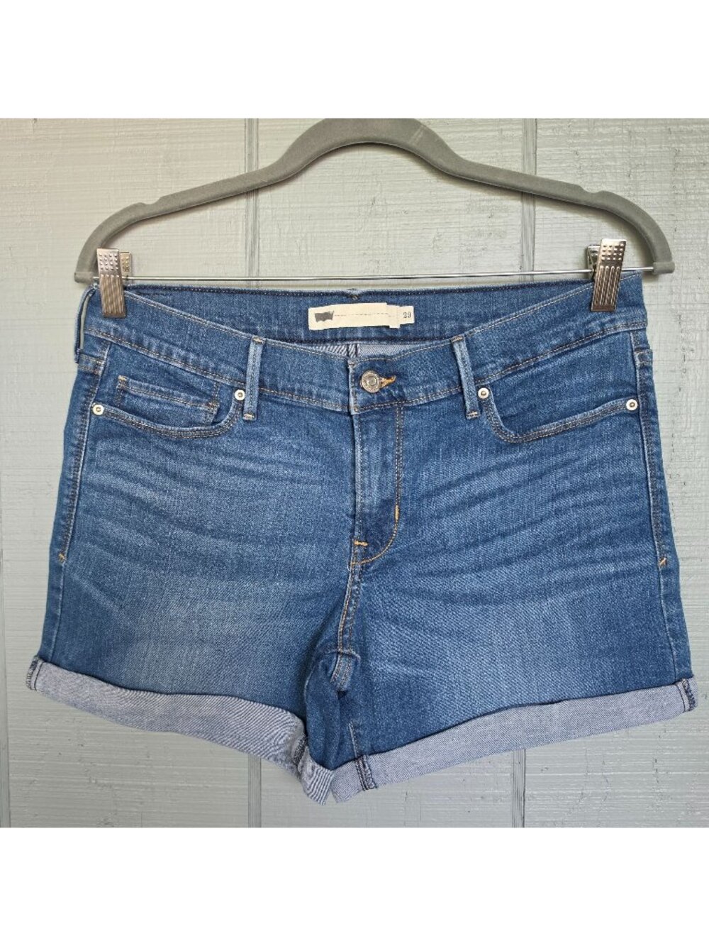 Levi's 501 Festival Y2K Women's Denim Cut Off Shorts Medium Wash Raw‎ Hem. Sz 29